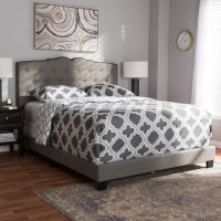 Baxton Studio CF8747-P-Light Grey-Full Vivienne Modern and Contemporary Light Grey Fabric Upholstered Full Size Bed